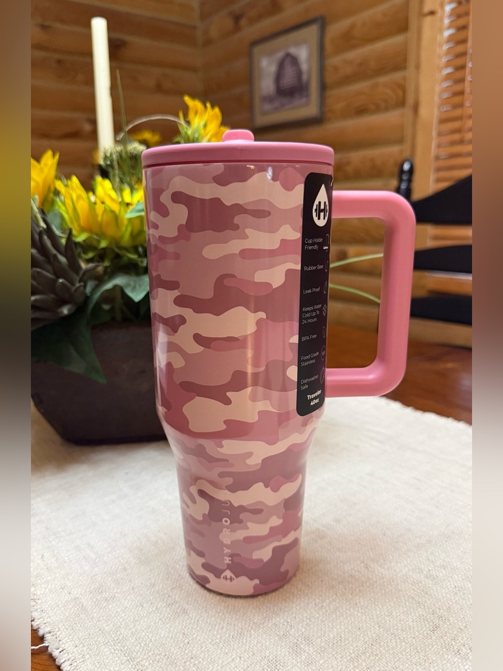 BLUSH CAMO Acta +HydroJug 40oz Traveler Straw Tumbler Collaboration